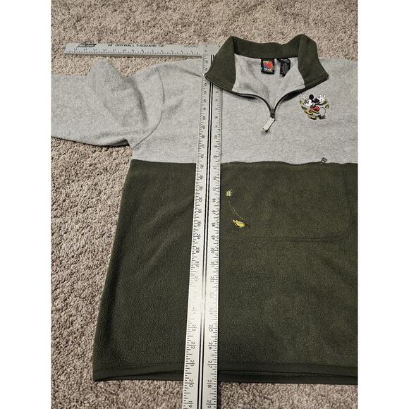 Vintage Mickey Mouse Disney Fleece Pullover 1/4 Zip Pocket Mens Large Embroidery - Picture 6 of 7